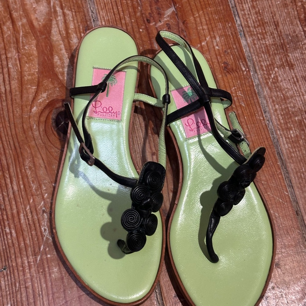Lilly Pulitzer Green and Black Sandals